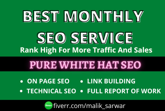 I will provide complete monthly seo service for top google ranking