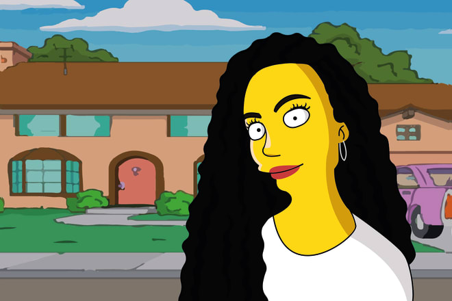 I will turn you into a yellow cartoon character in simpson style