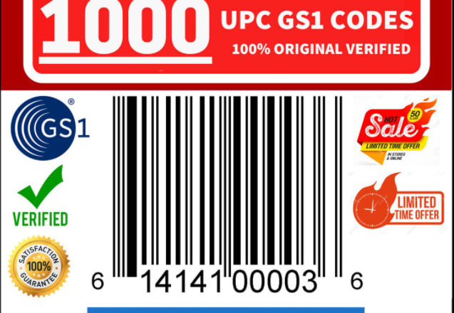 I will 1000 upc codes certified upc ean numbers barcodes