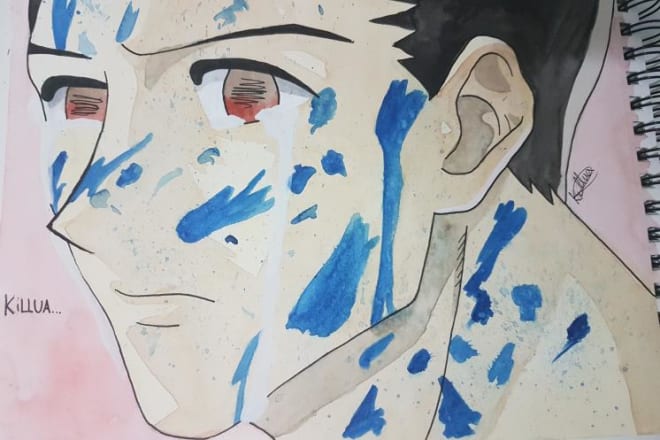 I will anime drawing in watercolor paper