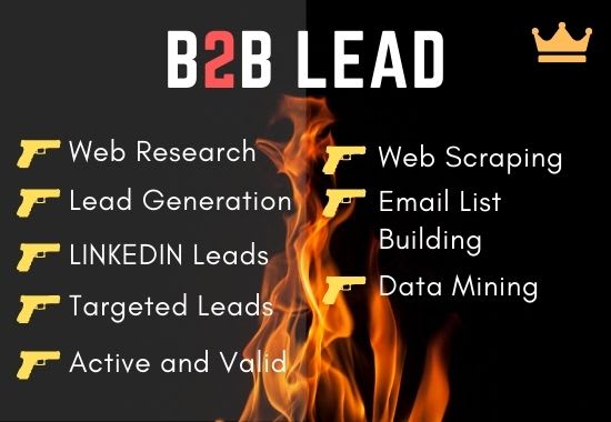 I will b2b lead generation from linkedin yelp yellowpage map etc