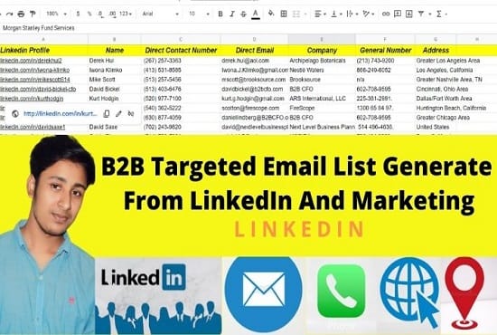 I will b2b targeted email list generate from linkedin and marketing