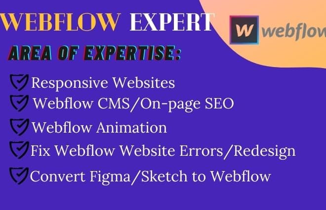 I will be your expert in webflow, wordpress, wix, figma, kajabi, kartra, thinkific