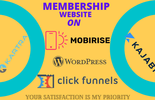 I will build membership website on clickfunnel, kajabi, kartra, mobirise, wordpress