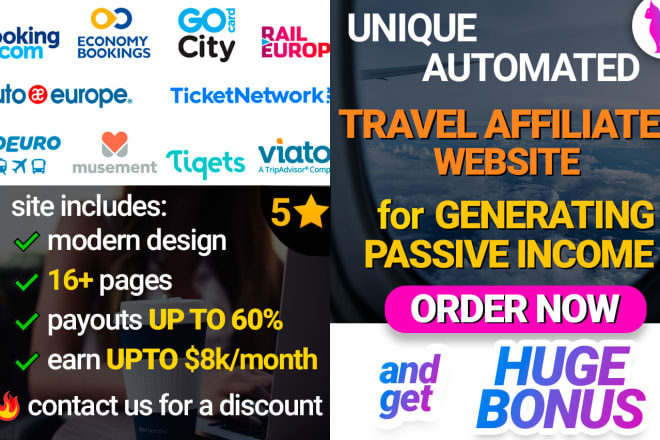 I will build premium travel affiliate website to make money online