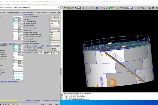 I will calculate and design 2d drawings for tank storage by ametank