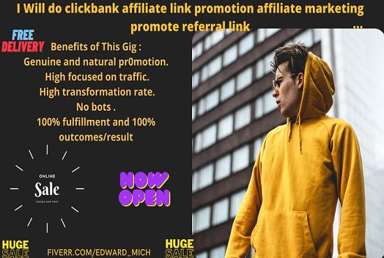 I will clickbank affiliate link promotion affiliate marketing referal link promotion