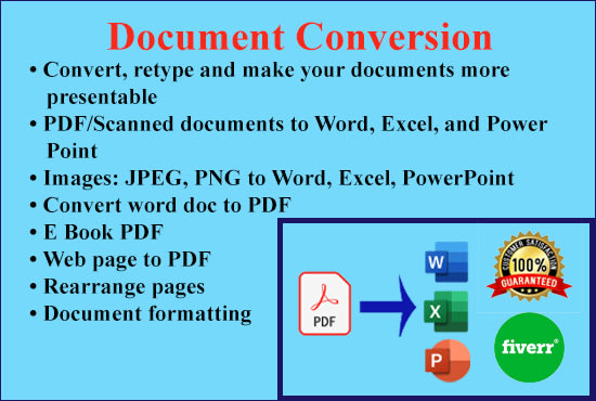 I will convert PDF to word, scanned to word, image to word,reformat