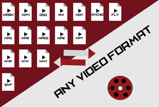 I will convert video to any format, such as avi, flv, mpeg, mp4,