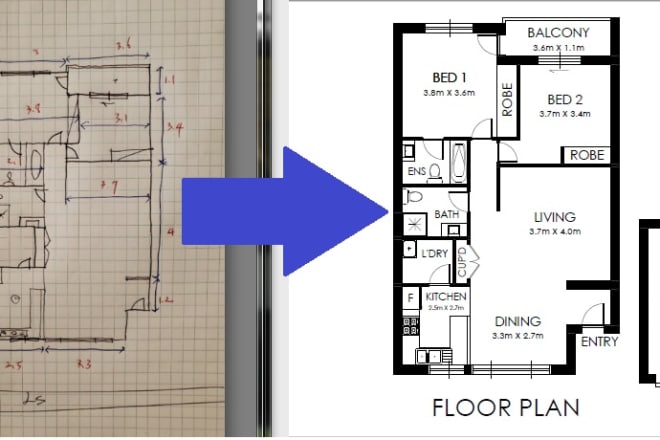 I will convert your hand sketch to autocad drawing