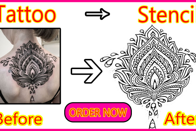 I will convert your tattoo into stencil,vector,sketch with manipulation