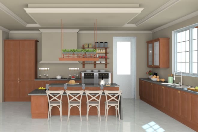 I will create 2d drawings and 3d renders of your kitchen