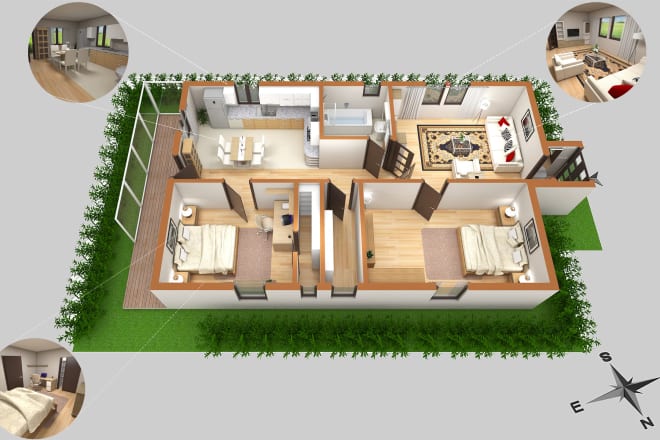 I will create 3d floor plan with interior exterior, realistic image
