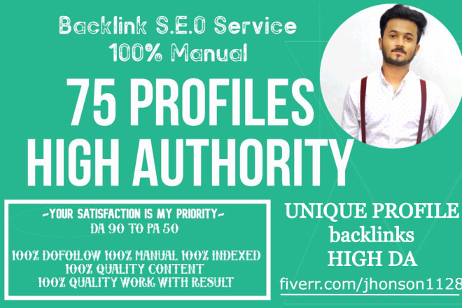 I will create 75 live profile backlinks on da100 tf50 sites