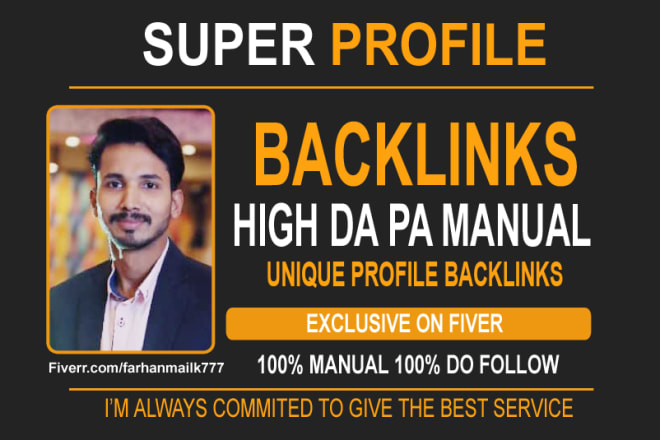 I will create 90 110 150 high da100 pa50 live profile backlinks