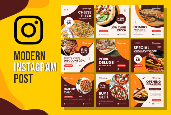 I will create a modern instagram post grid template plus stories