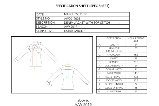 I will create a specification sheet for you