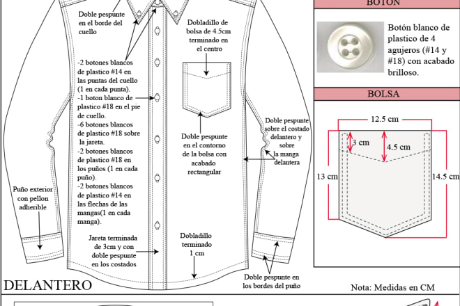 I will create a technical specification of your design, your physical garment or acces