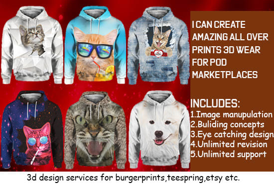 I will create all over sublimation print design for printful and pod