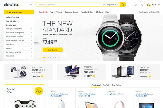 I will create an online store or ecommerce website for electronic products only