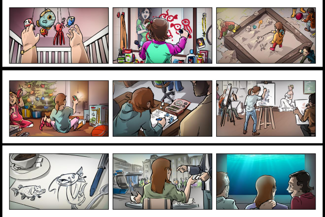 I will create an outstanding storyboard and illustration in 24hours