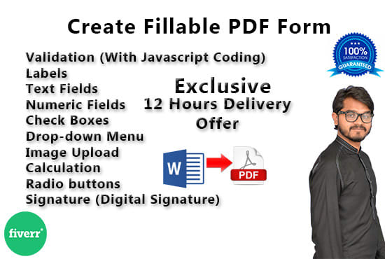 I will create fillable pdf form