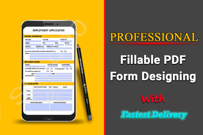I will create fillable pdf form and design fillable pdf form