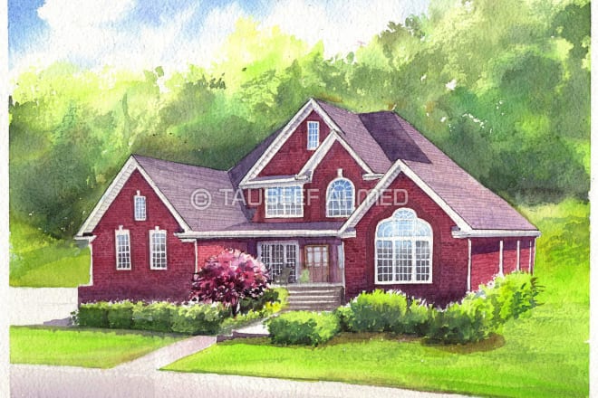 I will create house portrait and building illustrations