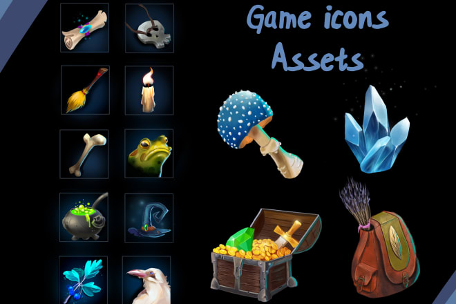 I will create nice 2d game assets, props, icons, objects and UI