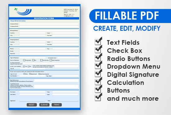 I will create PDF fillable form