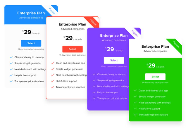 I will create pricing table widget for website