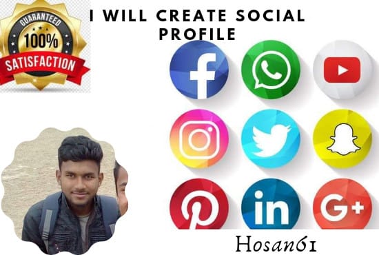 I will create social profile for you