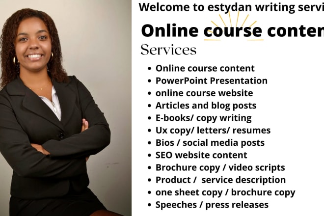 I will create unique online course content, website, ppt presentation, elearning