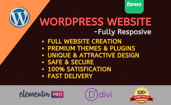I will create wordpress website or business website within 12 hours