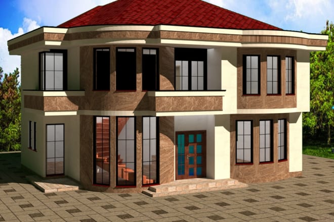 I will design 2d house plan, section, elevations exterior with render