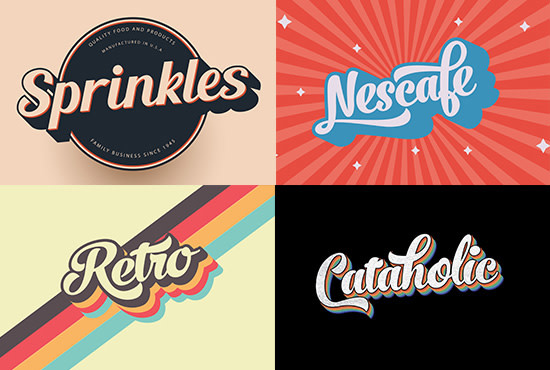 I will design 3d 70s vintage retro typography for logo, t shirt