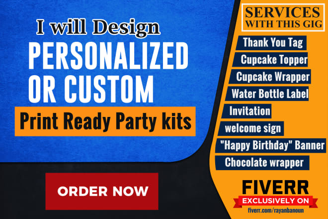 I will design a personalized or custom party printables