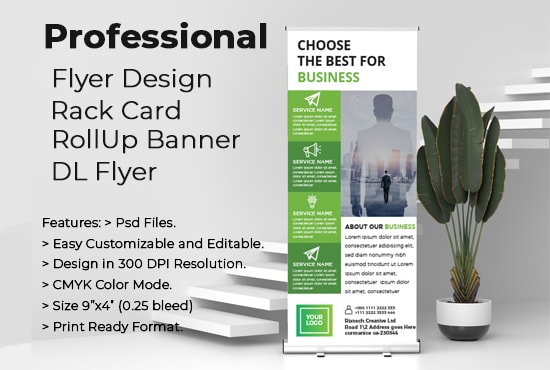 I will design a unique business flyer, rollup banner, dl flyer