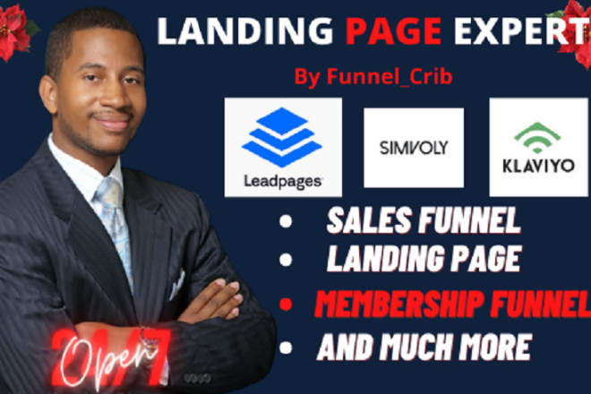 I will design amazing sales funnel on klaviyo, leadpages, or simvoly