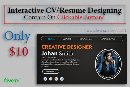 I will design an interactive CV or portfolio on a PDF file