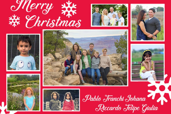 I will design collage christmas holiday card using your photos