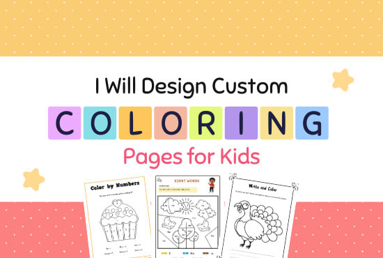 I will design custom coloring pages for kids