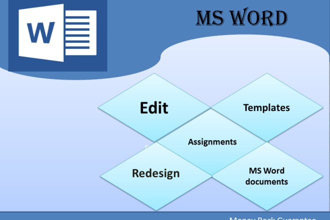 I will design edit, redesign, format ms word documents, templates, assignments