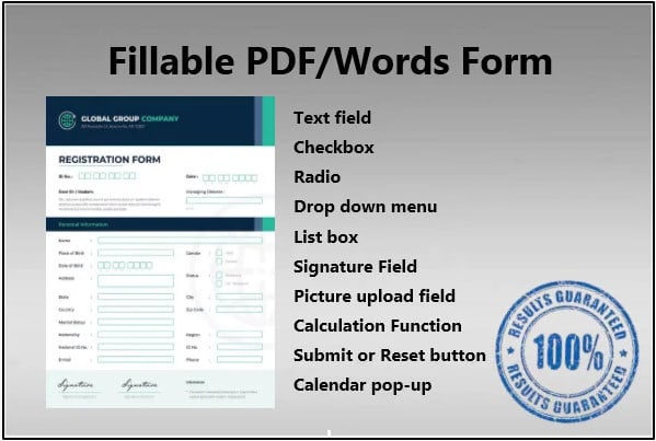 I will design fillable PDF and words form