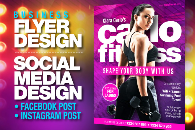 I will design flyer, business flyer design, brochure, facebook post and instagram post