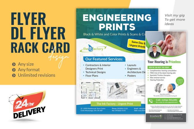 I will design flyer, dl flyer, rack card or door hanger in 24 hours