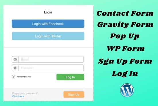 I will design gravity form, sign up form, login form and pop up on your wordpress site