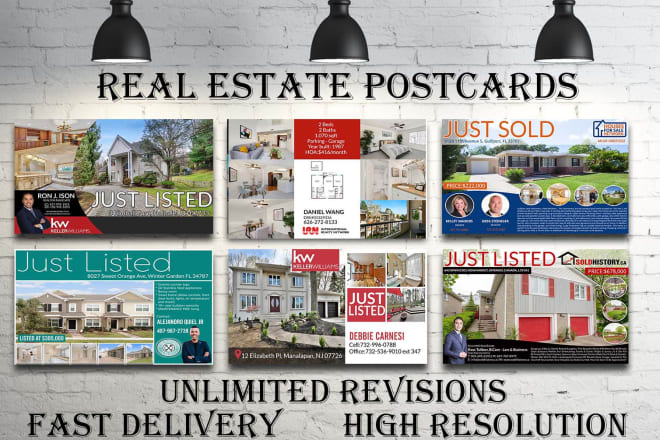 I will design just list sold real estate postcard