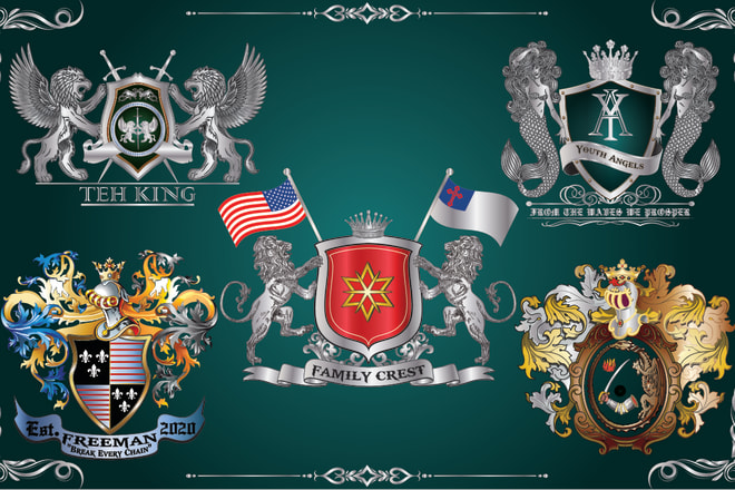 I will design luxury coat of arms heraldic family crests logo