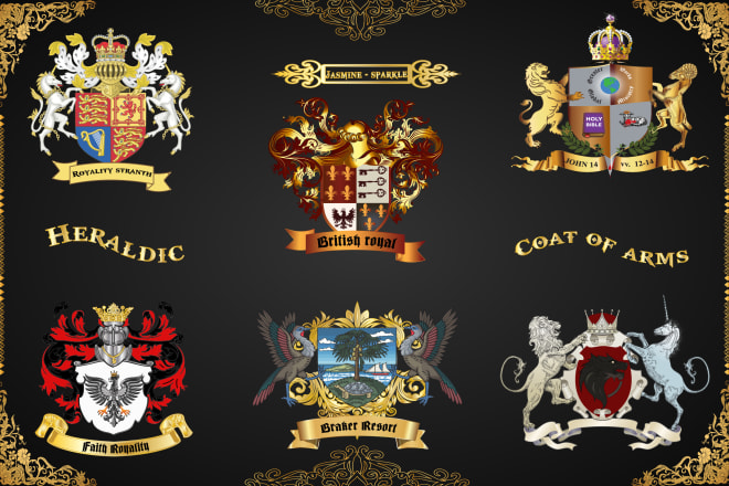 I will design luxury family crest, coat of arms company logo